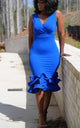 Angela Basset Ruffled Dress Blue