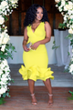 Angela Basset Ruffled Dress Lime