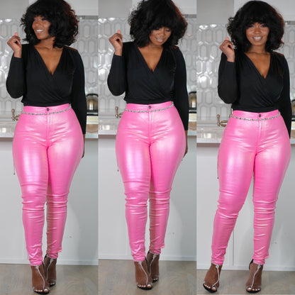 Bubble Gum Pink Iridescent  Pants