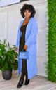 OVERSIZED MAXI CABLE KNITTED SWEATER CARDIGAN  Blue