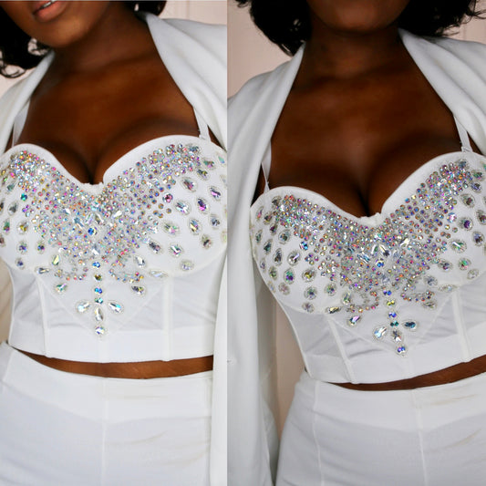 Diamond White Silver Bra Top