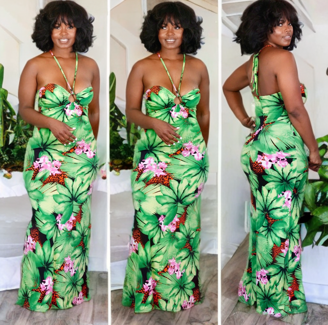 LOVELY ASH TROPICAL DRESS