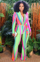 Lady of Color Jumpsuit (Green/Pink)